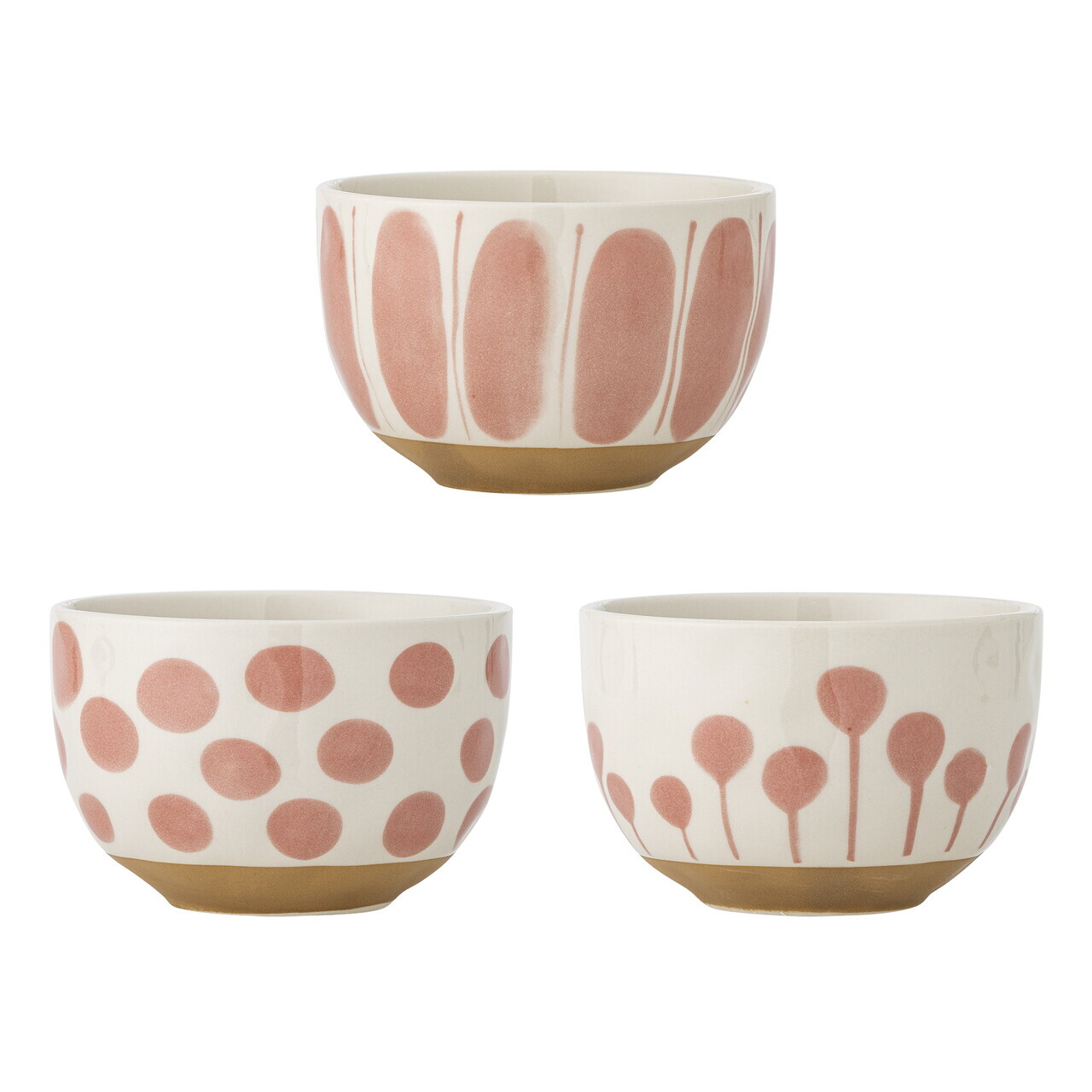 Set 3 boluri, Bloomingville, Linora, 12.5x8 cm, 460 ml, ceramica, roz - imagine 4
